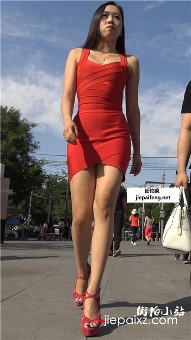 4k-性感红色包臀裙高跟鞋女神姐姐
