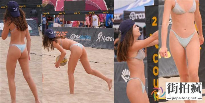 玩沙滩排球的比基尼妹子性感身材大长腿[MP4/117M]