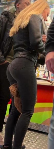 Very Tight Jeans Blonde Bending Over