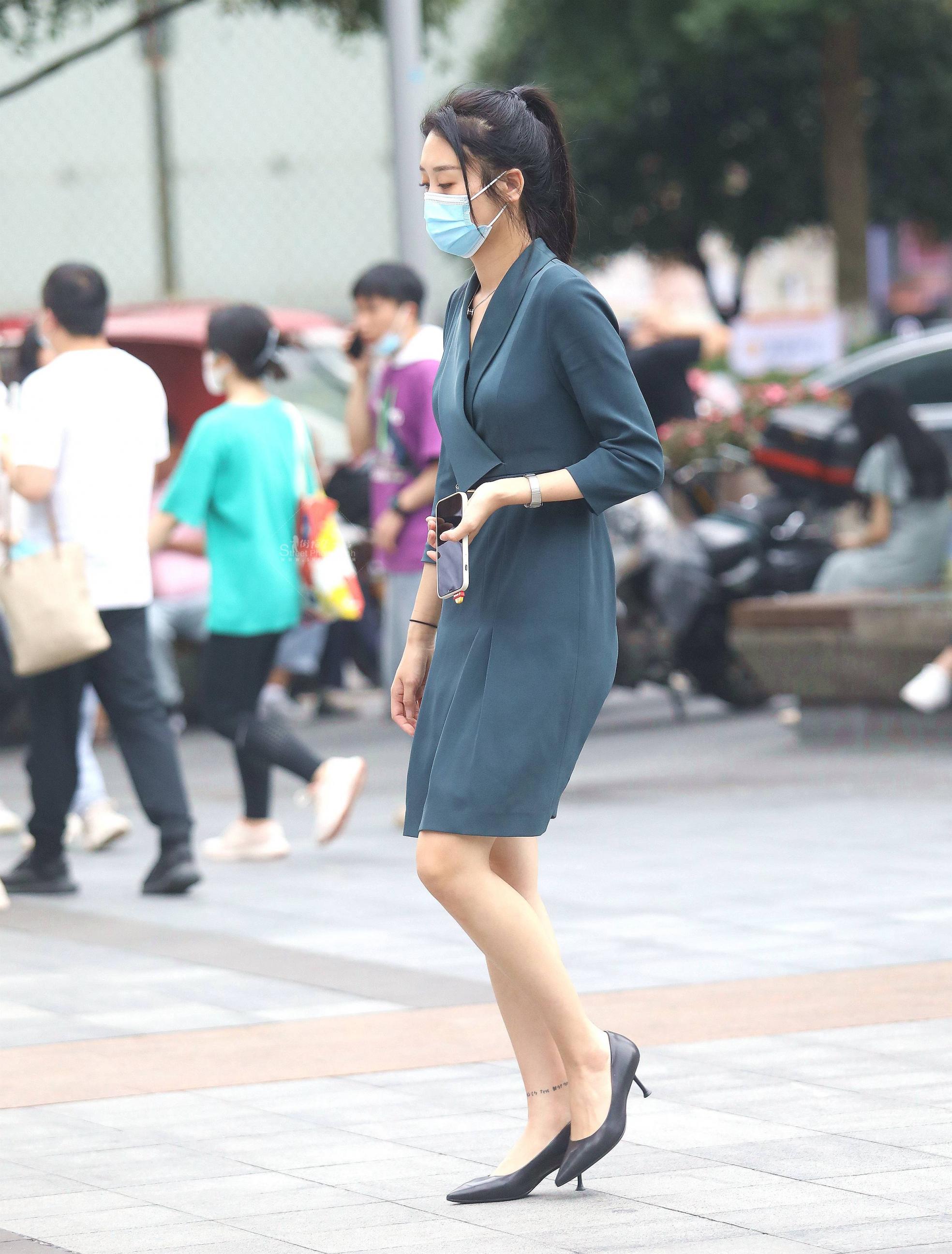 气质街拍高跟职业装